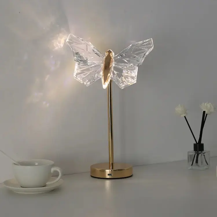 LED Butterfly Crystal Table Lamp - Decorative Lighting Fixture for Bedroom, Living Room & Nightstand Use
