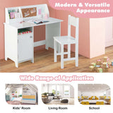 Wooden Kids Study Table and Chair Set with Cork Bulletin Board, Student Computer Workstation Writing Table for Bedroom
