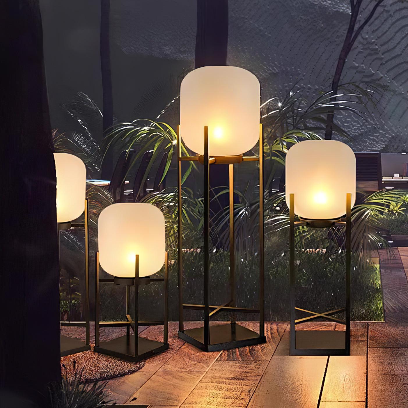 Solar Floor Lamp Lantern - Waterproof LED Outdoor Lighting for Patios, Gardens, and Backyards