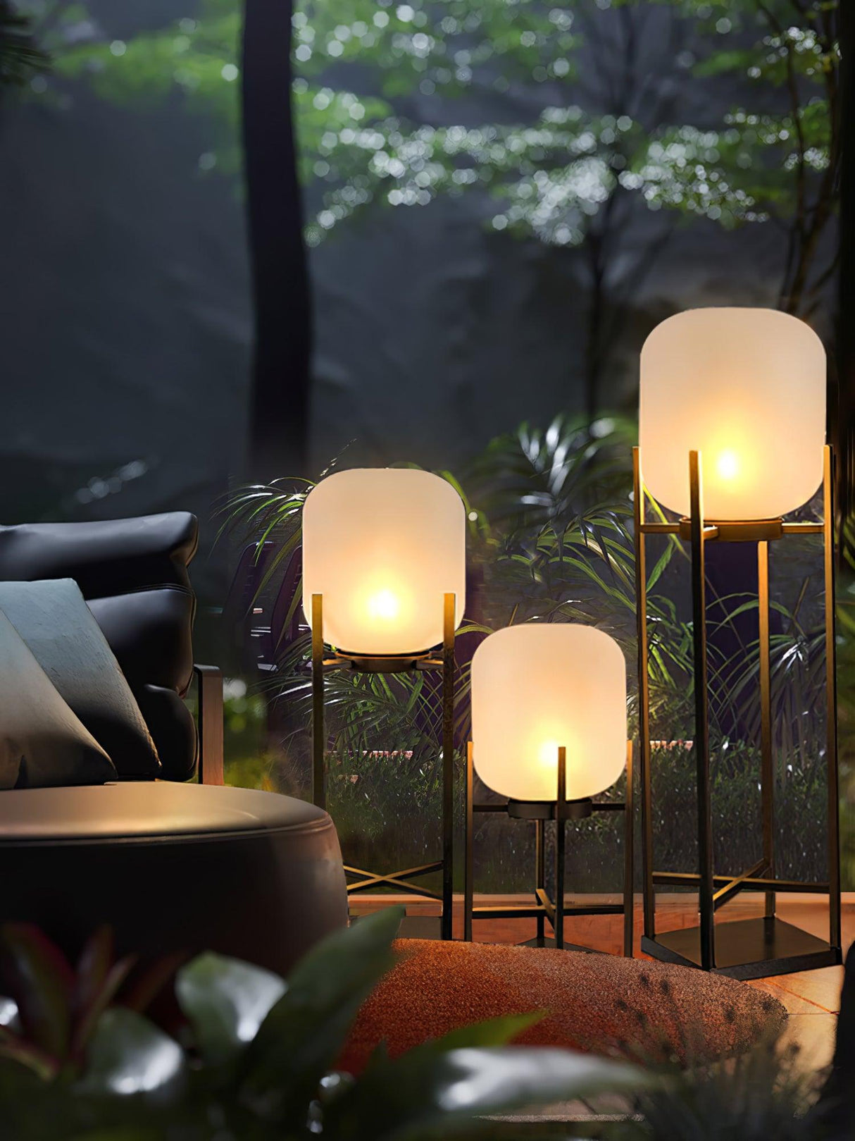 Solar Floor Lamp Lantern - Waterproof LED Outdoor Lighting for Patios, Gardens, and Backyards