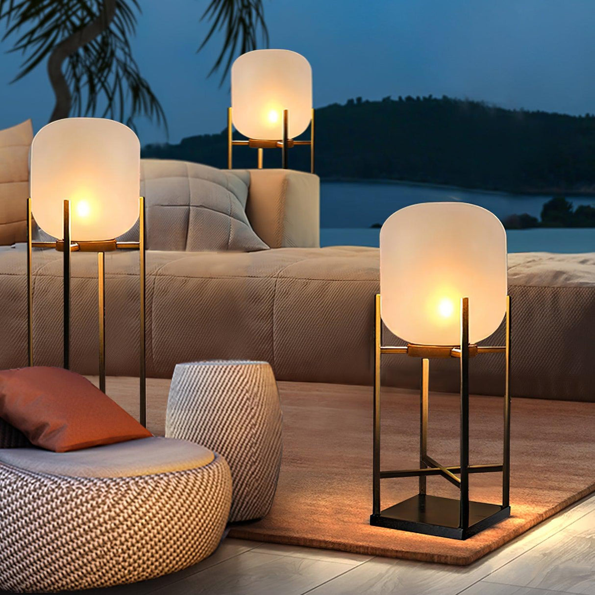 Solar Floor Lamp Lantern - Waterproof LED Outdoor Lighting for Patios, Gardens, and Backyards