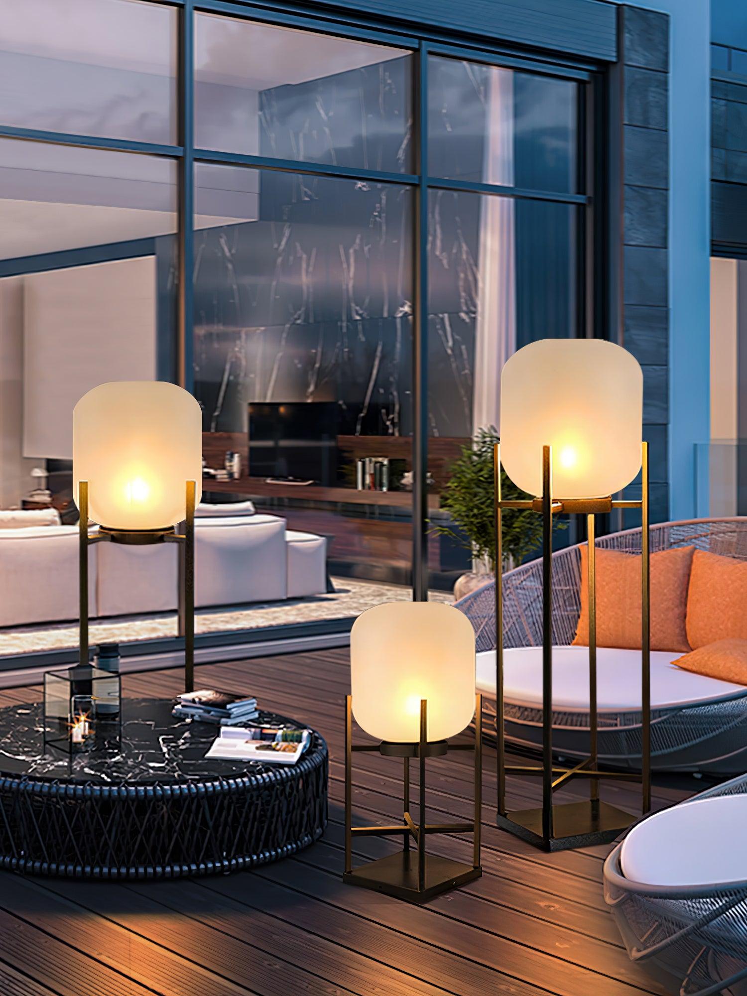 Solar Floor Lamp Lantern - Waterproof LED Outdoor Lighting for Patios, Gardens, and Backyards