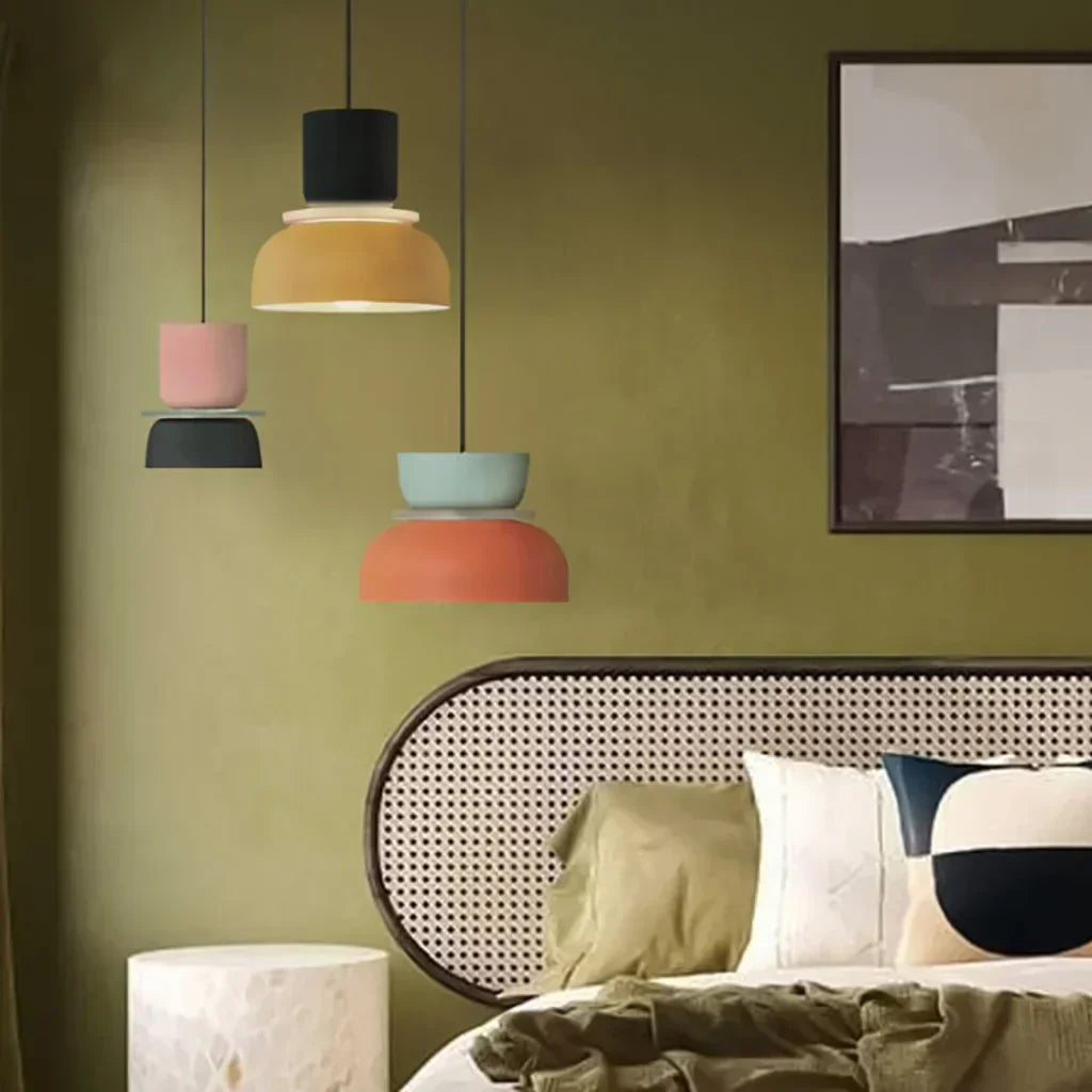 Nordic Color Block Pendant Light Fixture - Modern Hanging Lamp for Kitchen & Dining Room