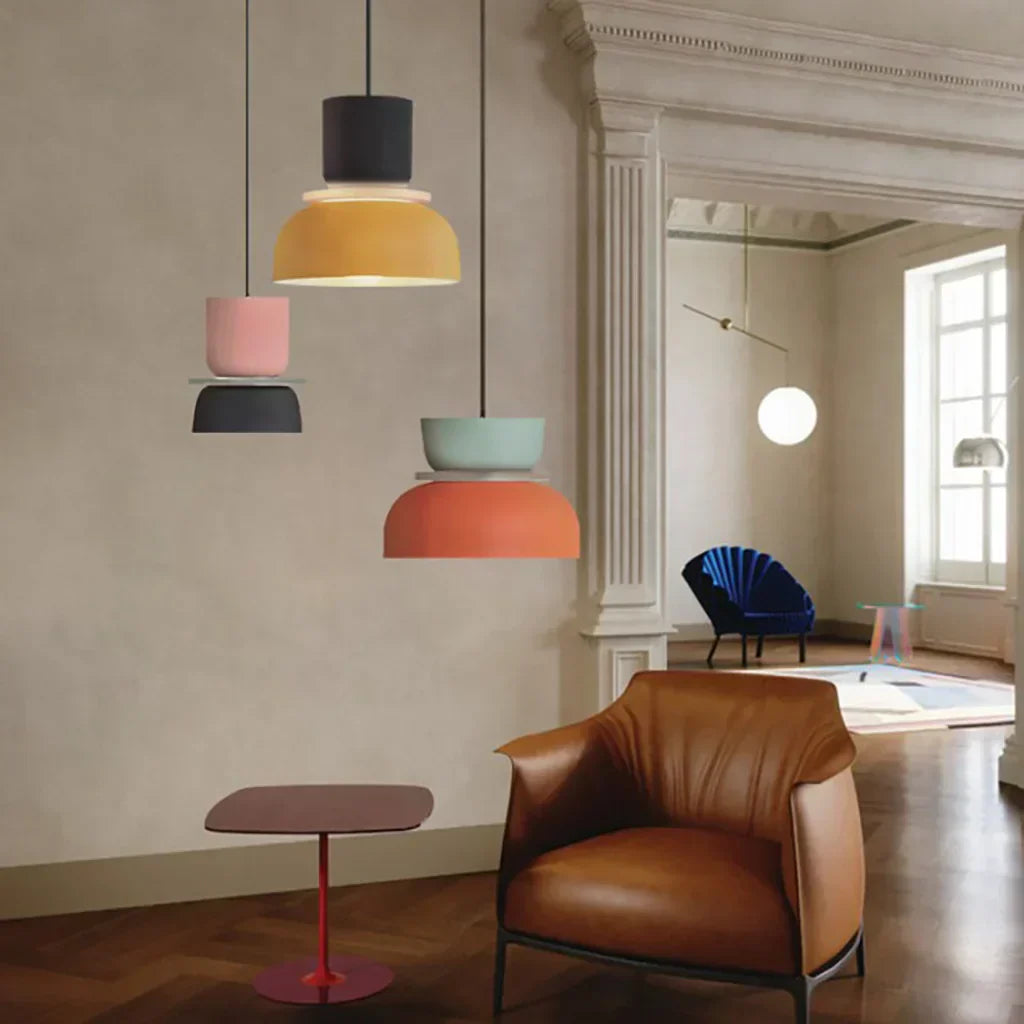 Nordic Color Block Pendant Light Fixture - Modern Hanging Lamp for Kitchen & Dining Room