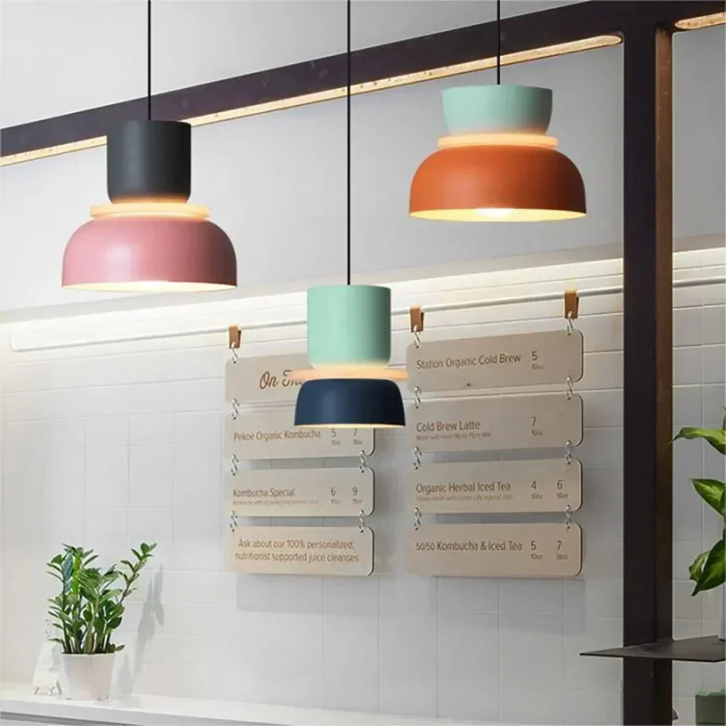 Nordic Color Block Pendant Light Fixture - Modern Hanging Lamp for Kitchen & Dining Room