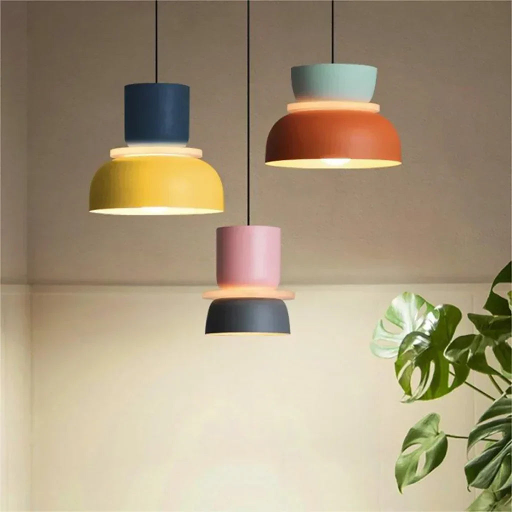 Nordic Color Block Pendant Light Fixture - Modern Hanging Lamp for Kitchen & Dining Room