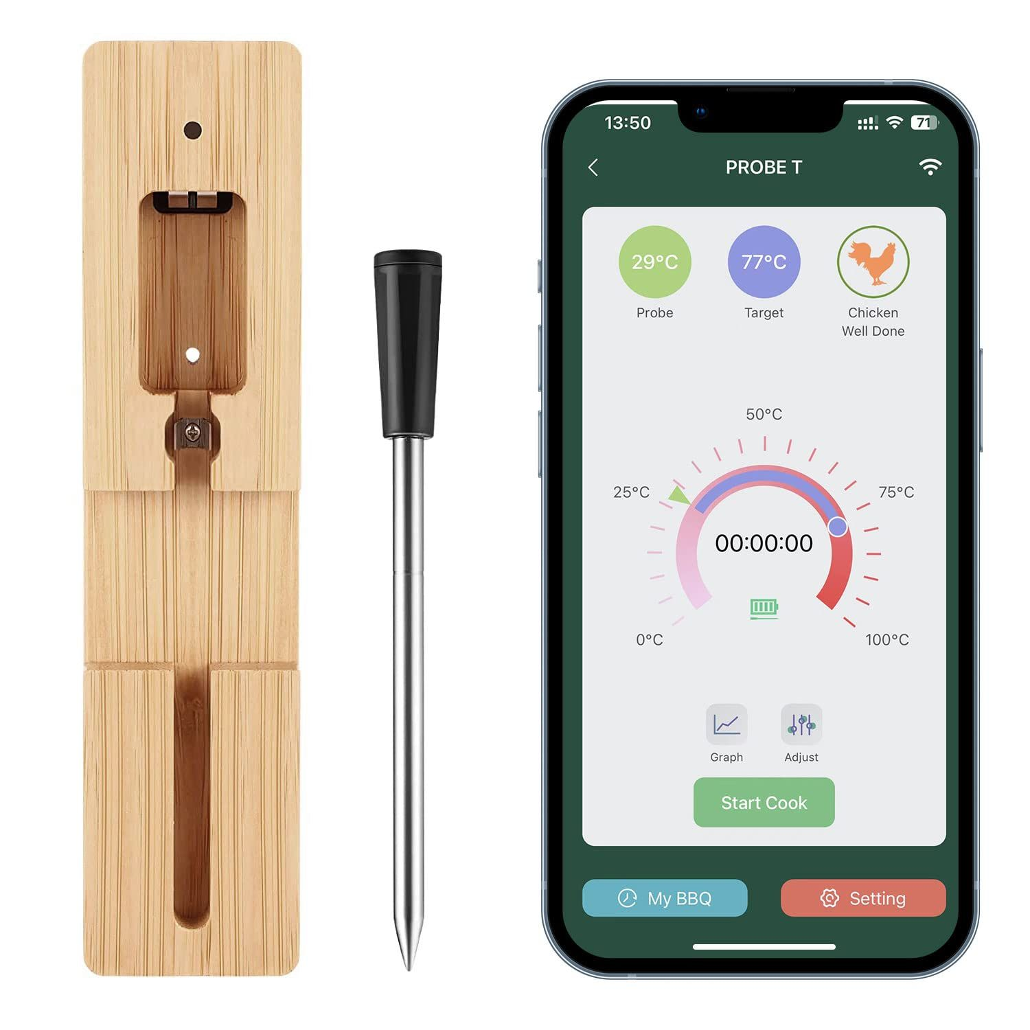 MeatIQ Digital Meat Thermometer with Wireless Probe – Perfect for Precise Cooking Temperatures Every Time
