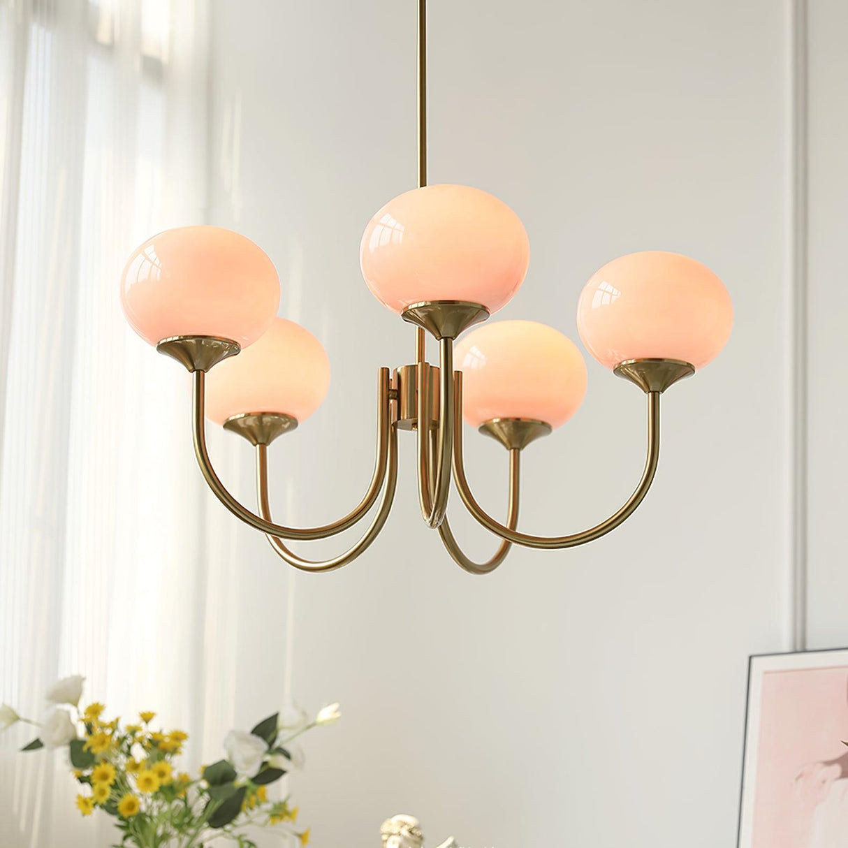 LED Marshmallow Chandelier Light Fixture - Modern White Pendant Lighting for Dining Room & Living Room Decor