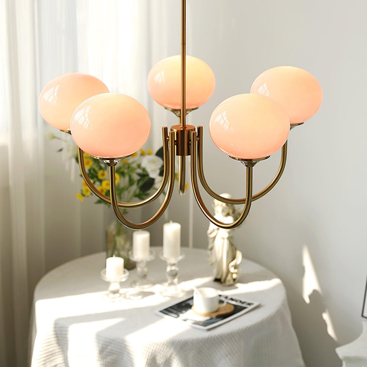 LED Marshmallow Chandelier Light Fixture - Modern White Pendant Lighting for Dining Room & Living Room Decor