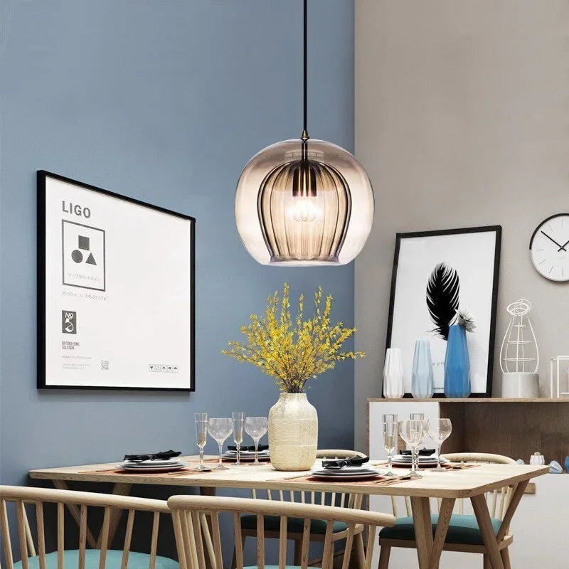 Timber Glow - Modern glass pendant lamp
