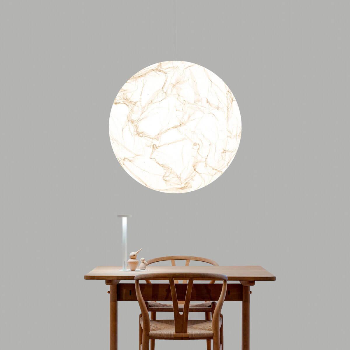 Moon Silk Pendant Lamp - Modern Hanging Light Fixture for Living Room & Dining Room Decor