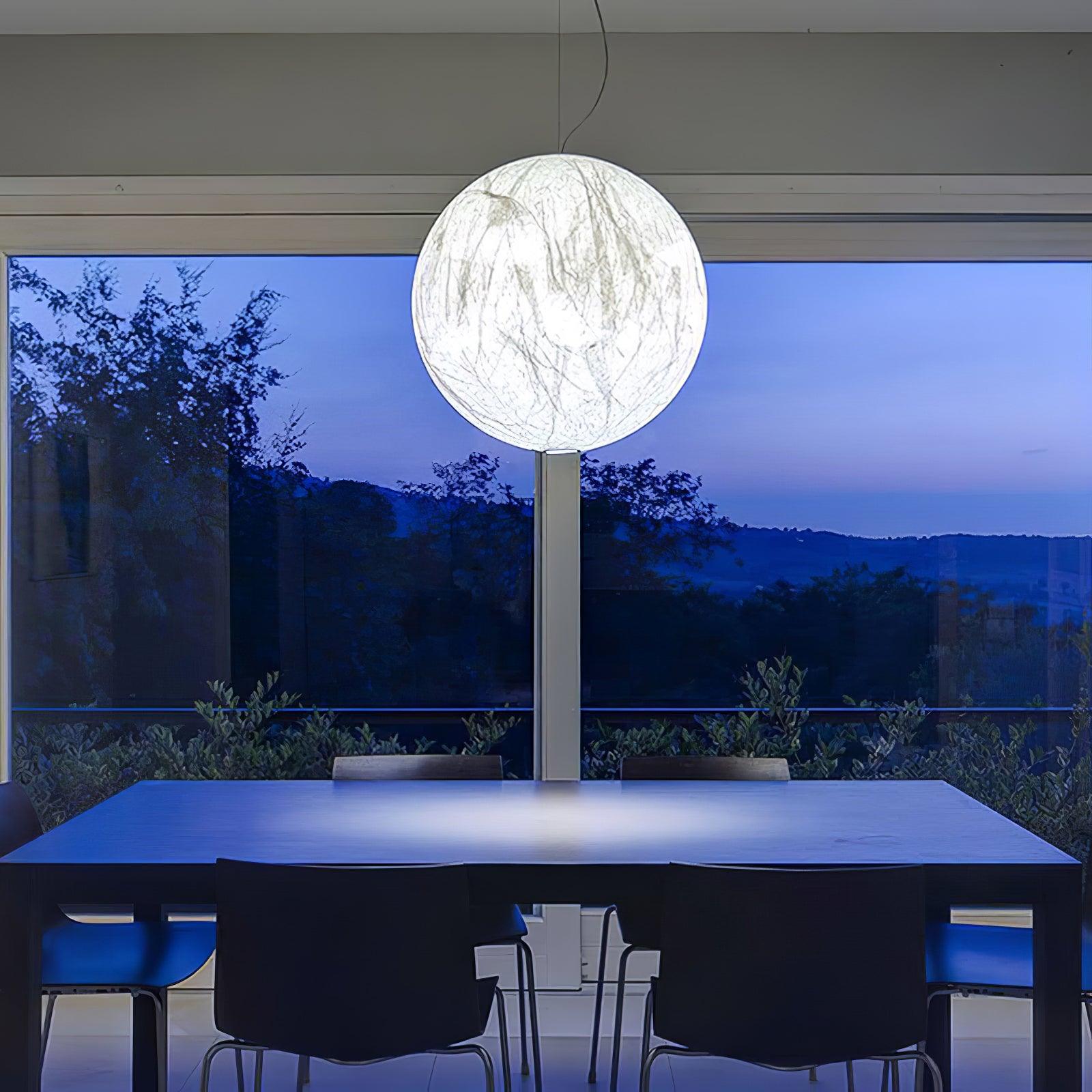 Moon Silk Pendant Lamp - Modern Hanging Light Fixture for Living Room & Dining Room Decor