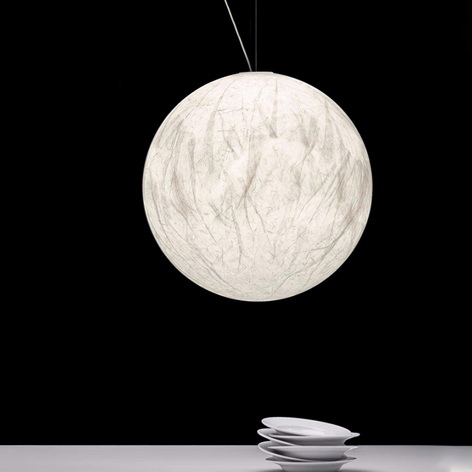 Moon Silk Pendant Lamp - Modern Hanging Light Fixture for Living Room & Dining Room Decor