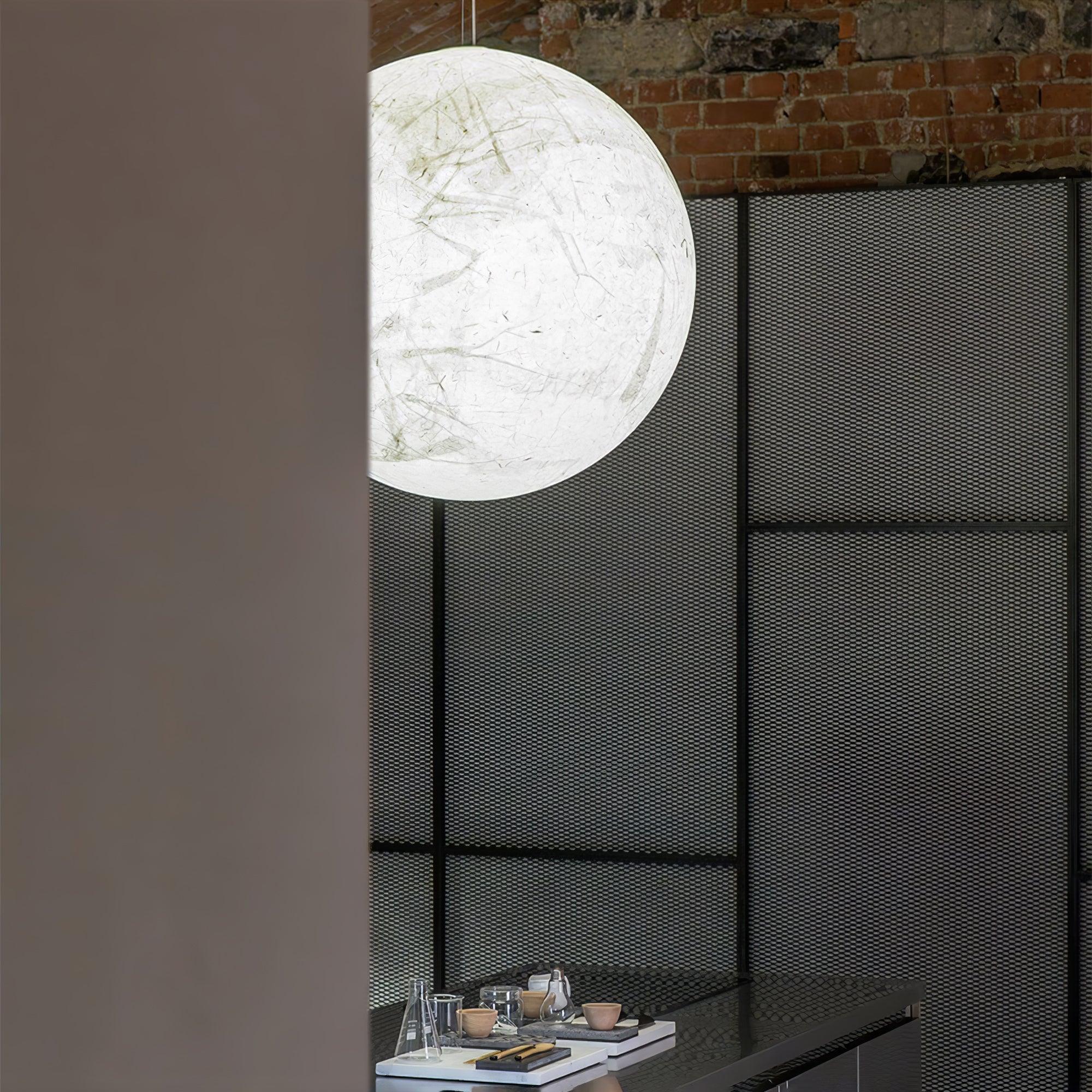 Moon Silk Pendant Lamp - Modern Hanging Light Fixture for Living Room & Dining Room Decor