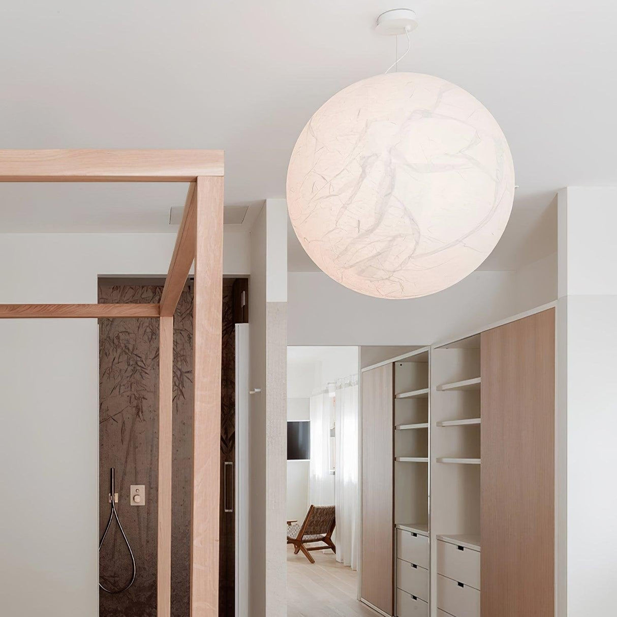 Moon Silk Pendant Lamp - Modern Hanging Light Fixture for Living Room & Dining Room Decor