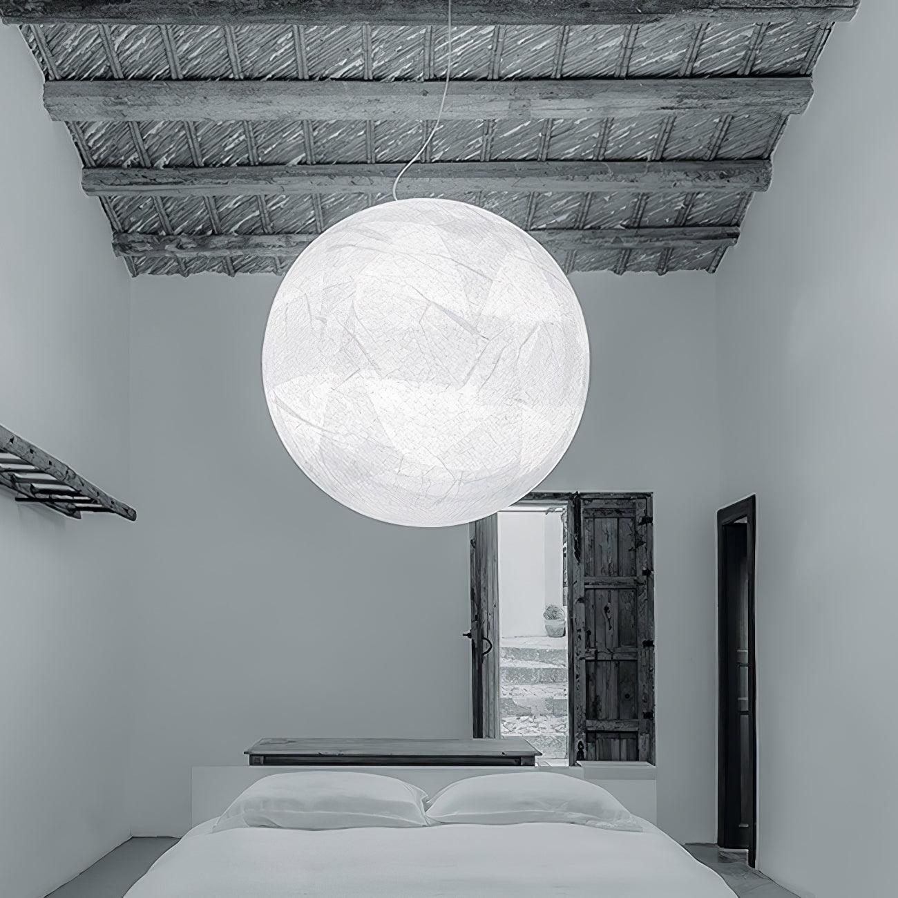 Moon Silk Pendant Lamp - Modern Hanging Light Fixture for Living Room & Dining Room Decor