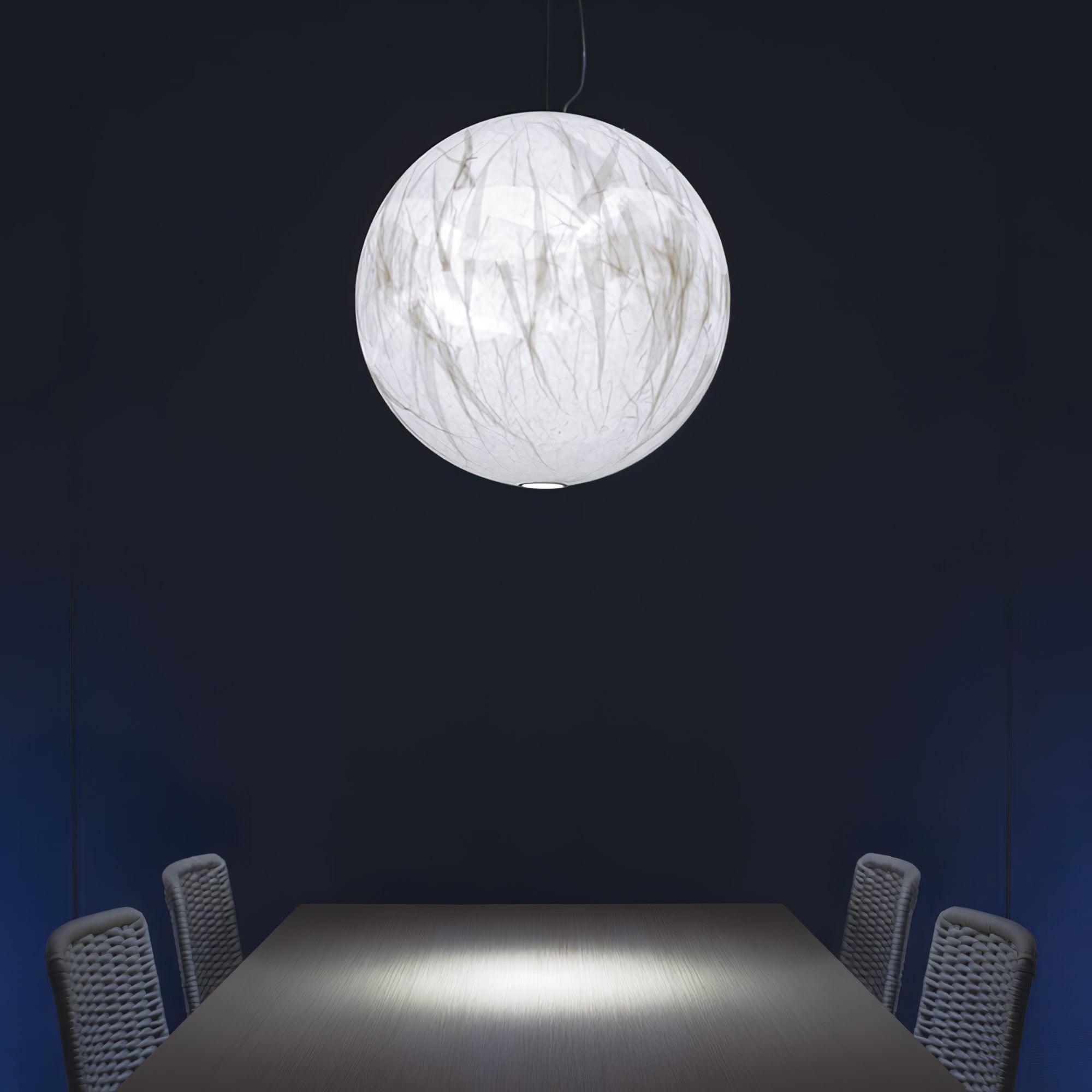 Moon Silk Pendant Lamp - Modern Hanging Light Fixture for Living Room & Dining Room Decor