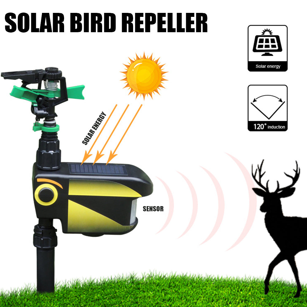 Motion Activated Deer Repellent Sprinkler - Solar Powered Animal Deterrent for Gardens & Lawns