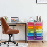 15-Drawer Storage Drawer Cart Tools Scrapbook Paper Organizer Cart Office School Utility Cart Rolling Storage Cart with Wheels