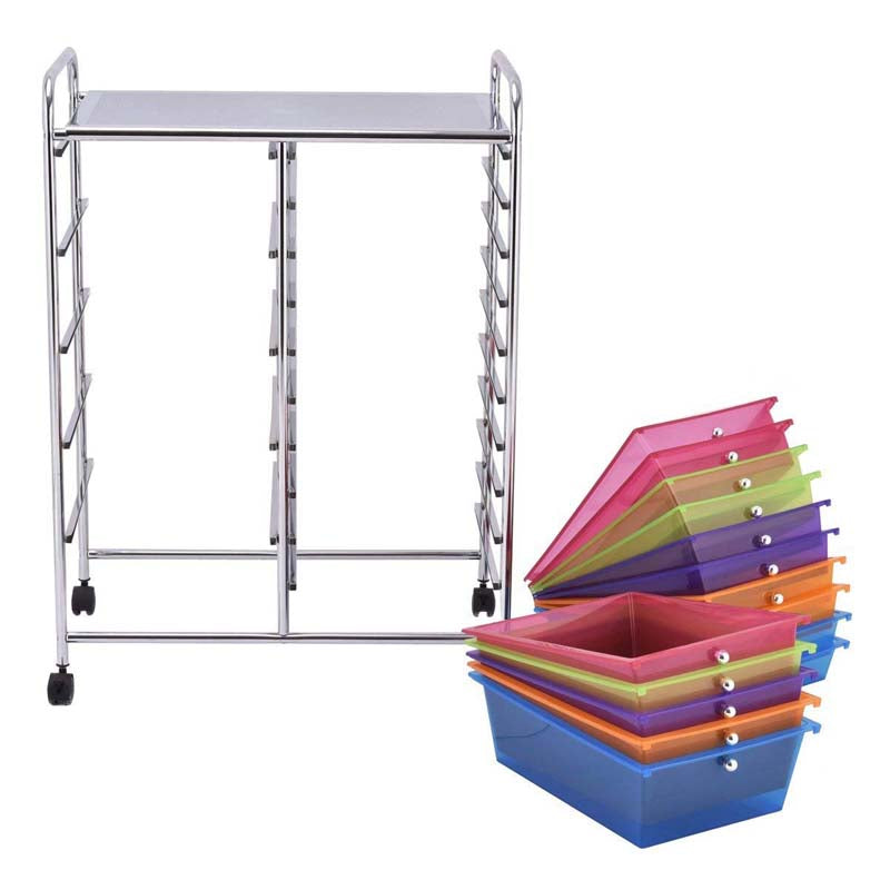 15-Drawer Storage Drawer Cart Tools Scrapbook Paper Organizer Cart Office School Utility Cart Rolling Storage Cart with Wheels