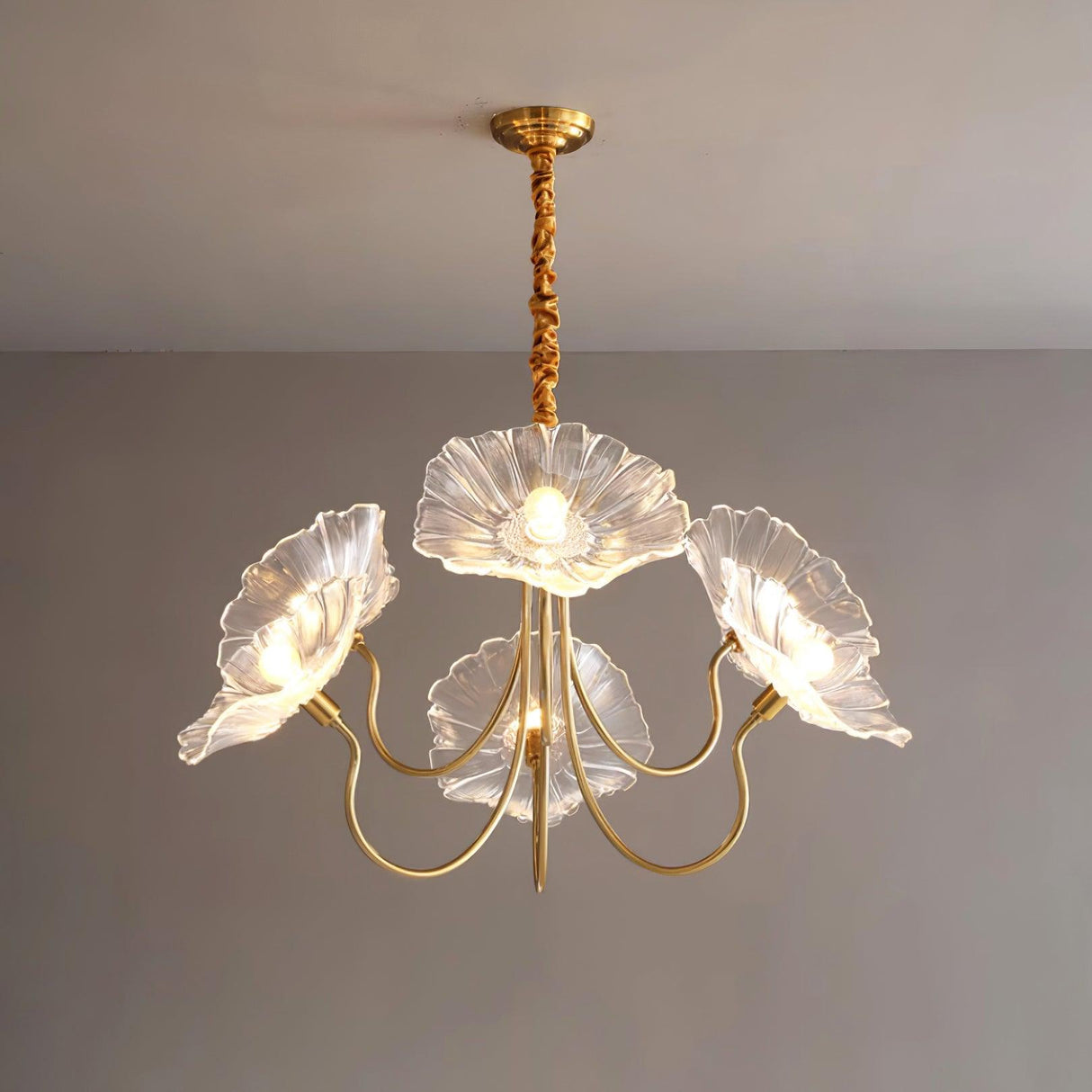 Murano Glass Flower Chandelier with Colorful Petals for Living Room, Dining Room & Entryway Lighting