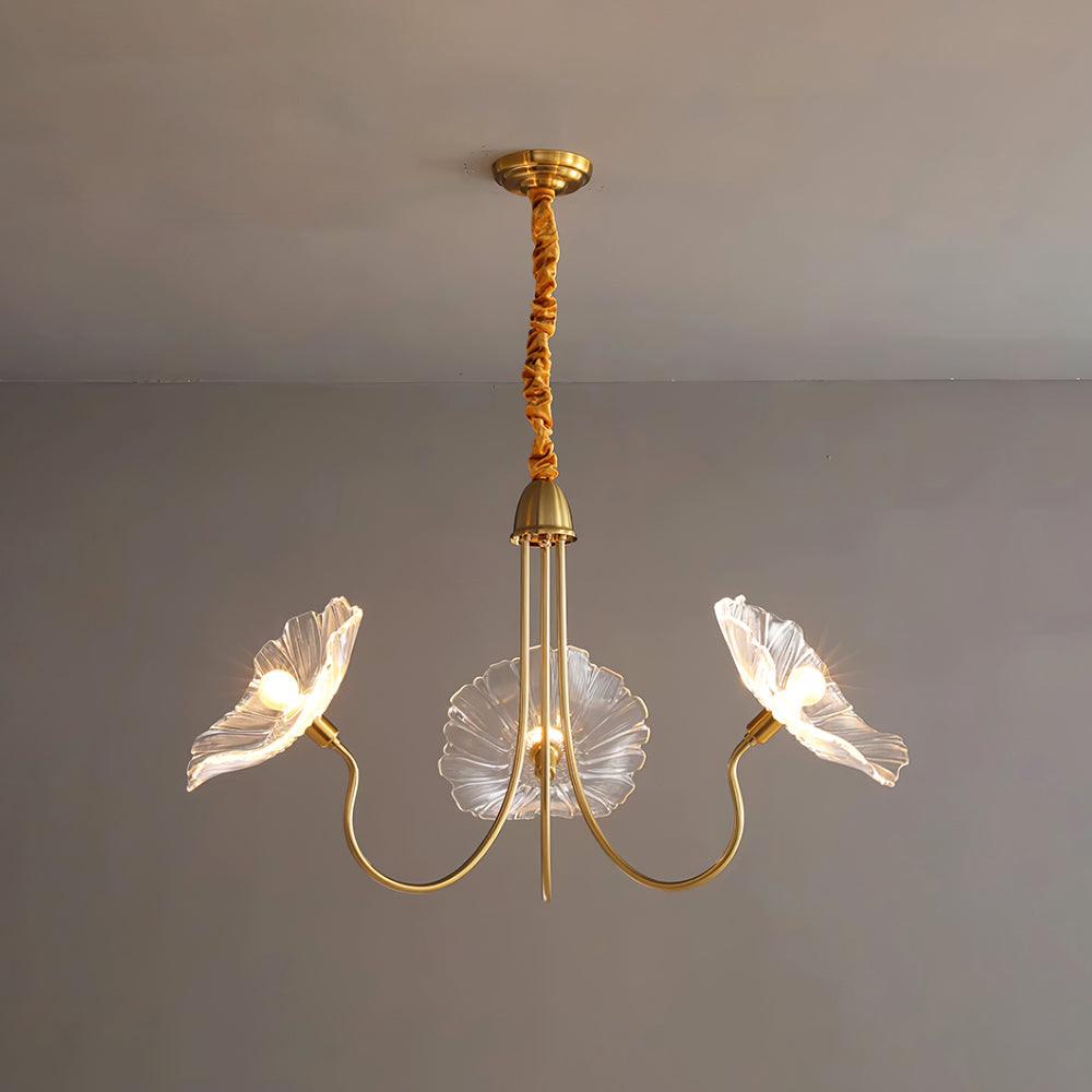 Murano Glass Flower Chandelier with Colorful Petals for Living Room, Dining Room & Entryway Lighting
