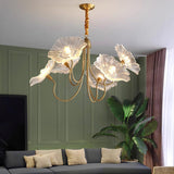 Murano Glass Flower Chandelier with Colorful Petals for Living Room, Dining Room & Entryway Lighting