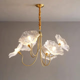 Murano Glass Flower Chandelier with Colorful Petals for Living Room, Dining Room & Entryway Lighting