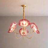 Murano Glass Flower Chandelier with Colorful Petals for Living Room, Dining Room & Entryway Lighting