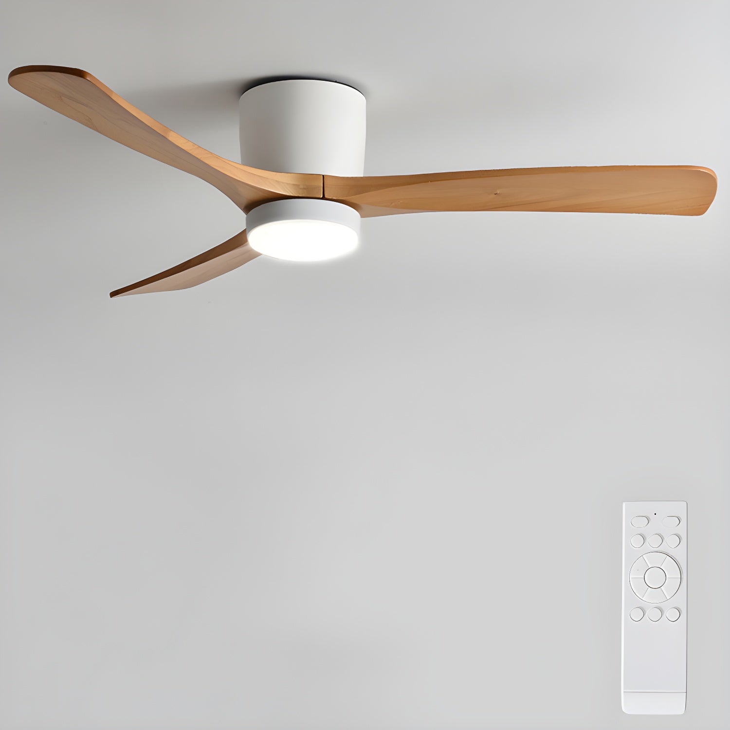 Nordic Wooden Ceiling Fan Light 42/48 Inch with LED for Living Room & Bedroom Lighting