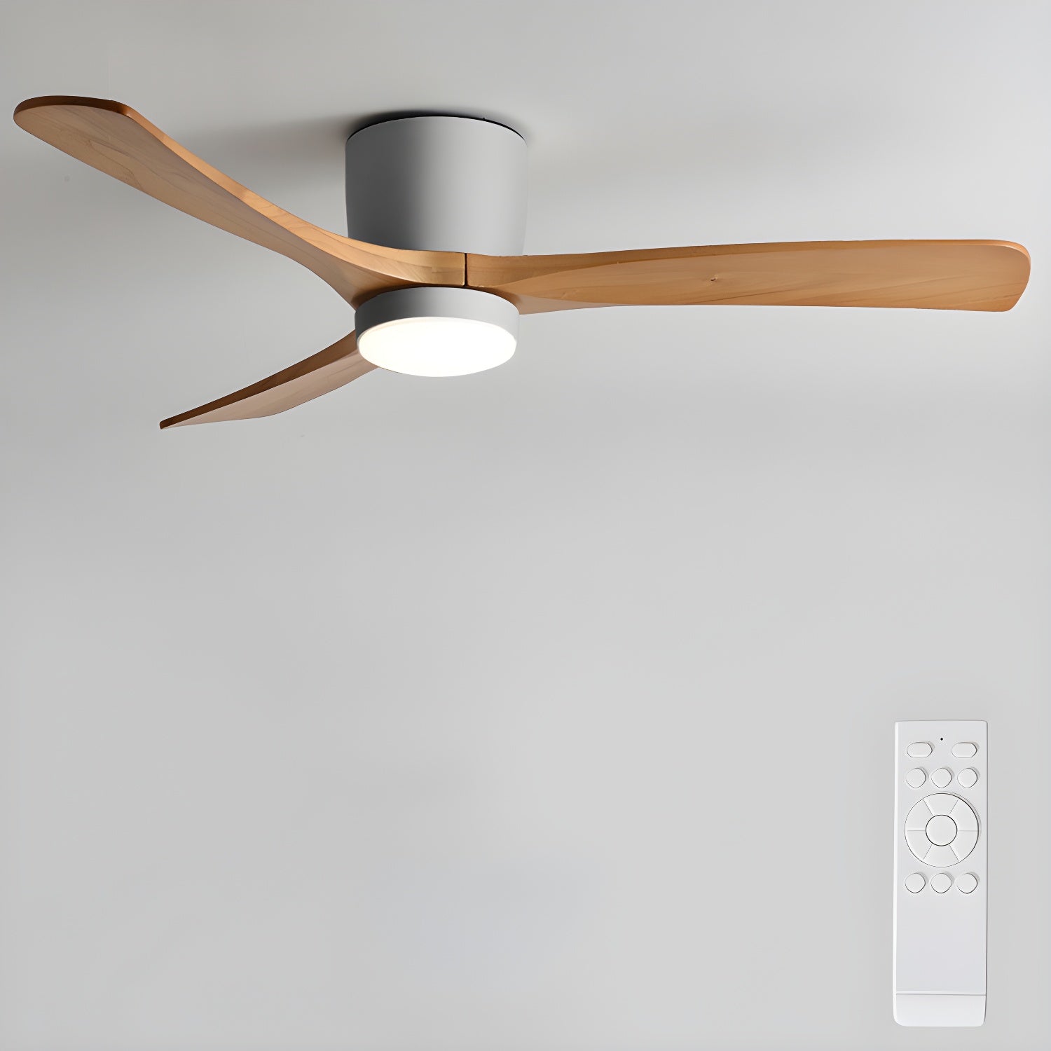Nordic Wooden Ceiling Fan Light 42/48 Inch with LED for Living Room & Bedroom Lighting