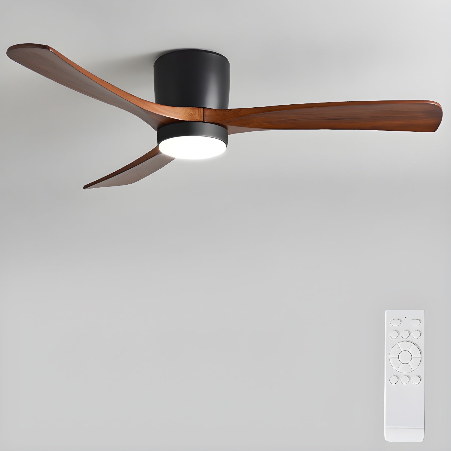 Nordic Wooden Ceiling Fan Light 42/48 Inch with LED for Living Room & Bedroom Lighting
