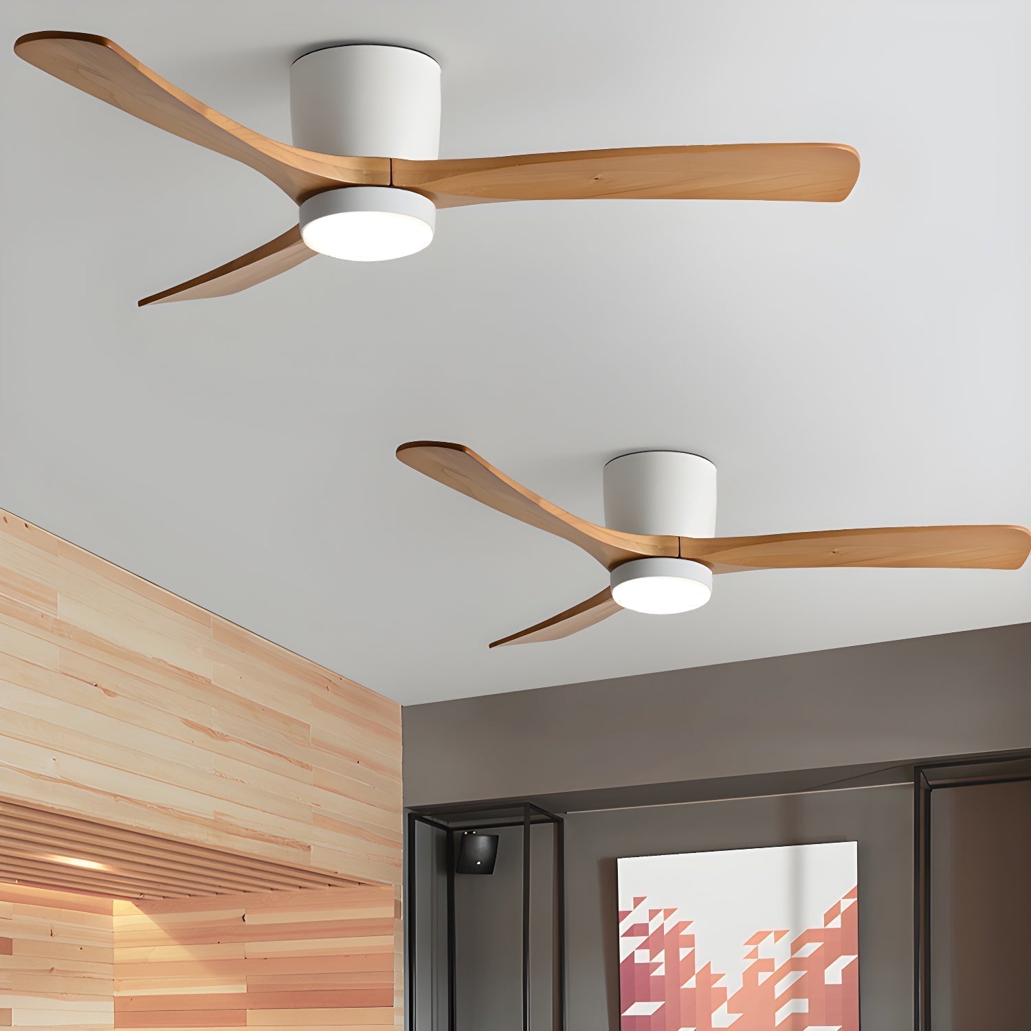 Nordic Wooden Ceiling Fan Light 42/48 Inch with LED for Living Room & Bedroom Lighting