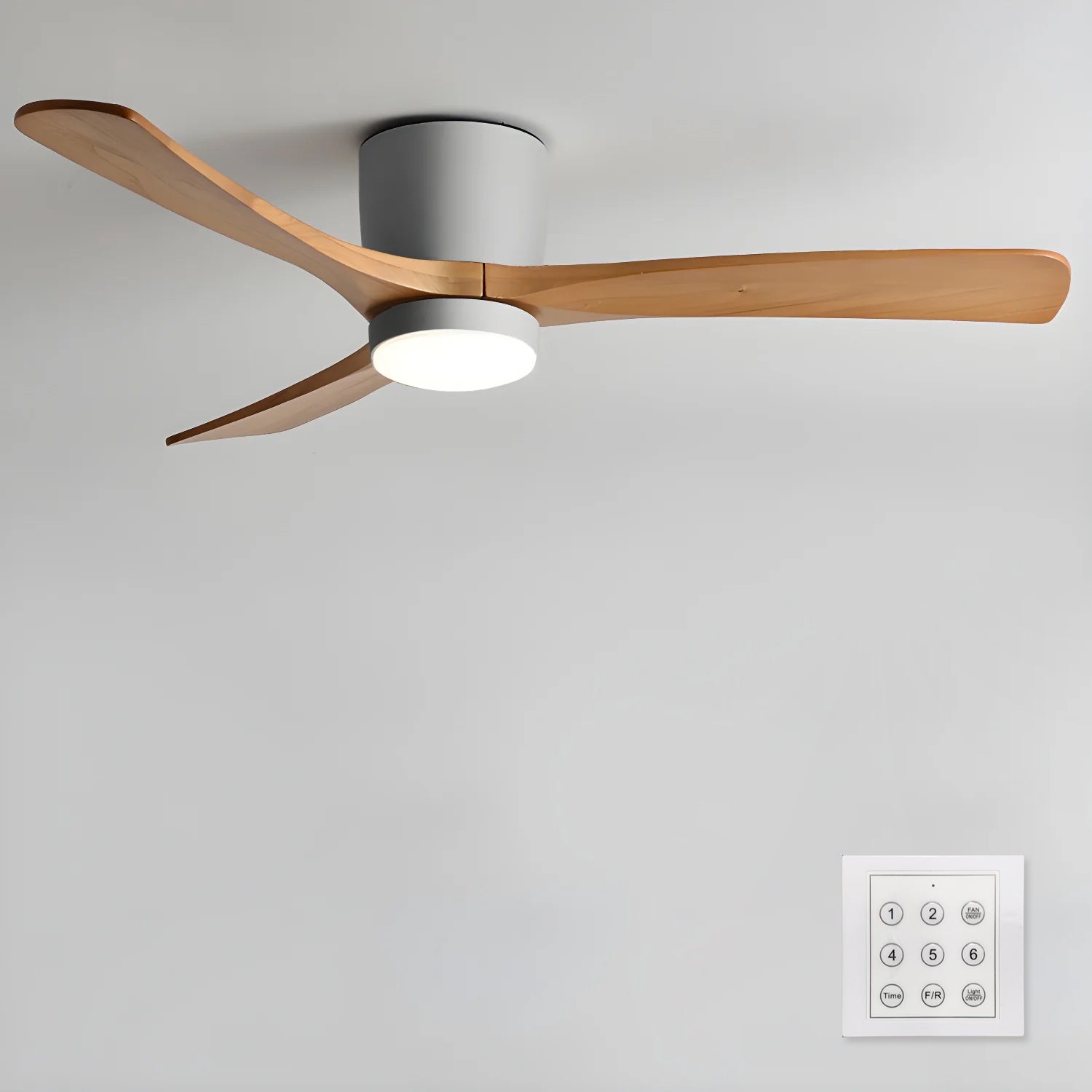 Nordic Wooden Ceiling Fan Light 42/48 Inch with LED for Living Room & Bedroom Lighting