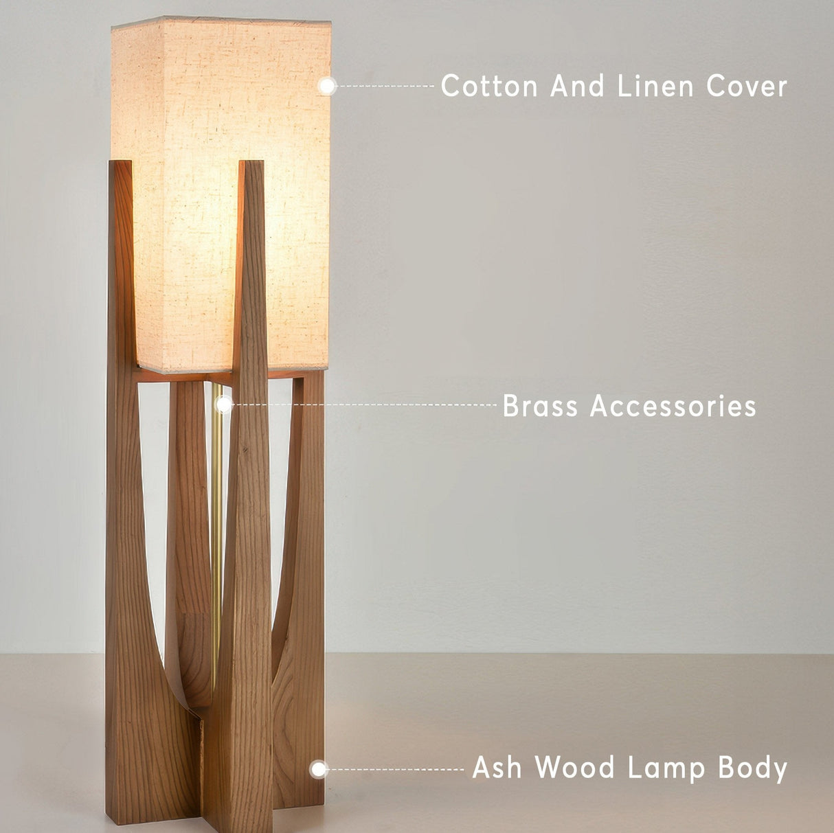 Japanese Style Walnut Floor Lamp - Solid Wood Design for Living Room & Bedroom Lighting