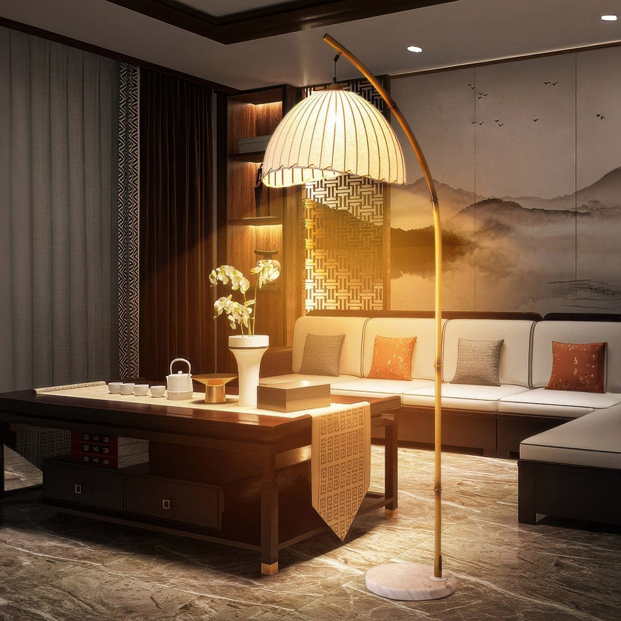 Bamboo Floor Lamp with Cultural Zen Design for Eco-Friendly Home Lighting