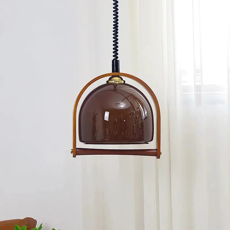 Bauhaus Wood Pendant Light Fixture - Vintage Style Hanging Lamp for Dining Room & Kitchen Decor