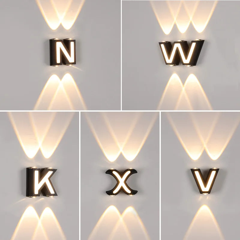 LED Outdoor Wall Lamp with Customizable Letter Sign and Energy-Efficient Lighting for Home Entryways and Patios