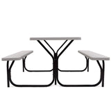 Outdoor Picnic Table Bench Set, All-Weather Dining Table Set, Metal Base Wood-Like Texture, Large Camping Table for Lawn Garden Backyard