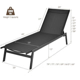 6-Position Fabric Chaise Lounge Chair Outdoor Sun Lounger for Pool Patio Deck Lawn