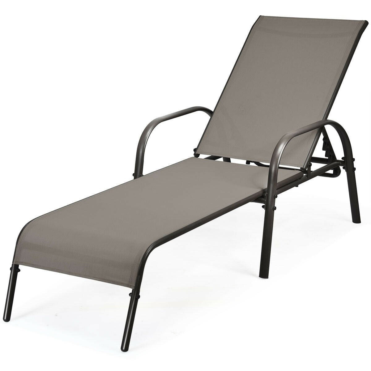 5-Position Fabric Folding Outdoor Chaise Lounge Chair, Lightweight Pool Chair Patio Lawn Recliner Sun Lounger