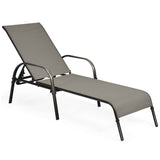 5-Position Fabric Folding Outdoor Chaise Lounge Chair, Lightweight Pool Chair Patio Lawn Recliner Sun Lounger