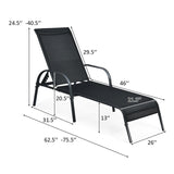 5-Position Fabric Folding Outdoor Chaise Lounge Chair, Lightweight Pool Chair Patio Lawn Recliner Sun Lounger