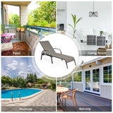 5-Position Fabric Folding Outdoor Chaise Lounge Chair, Lightweight Pool Chair Patio Lawn Recliner Sun Lounger