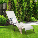 5-Position Fabric Folding Outdoor Chaise Lounge Chair, Lightweight Pool Chair Patio Lawn Recliner Sun Lounger