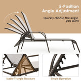 5-Position Fabric Folding Outdoor Chaise Lounge Chair, Lightweight Pool Chair Patio Lawn Recliner Sun Lounger