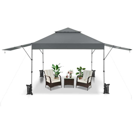 10 x 17.6 FT Outdoor Instant Pop-up Canopy Tent for Market Picnic with Dual Half Awnings & Wheeled Bag