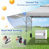10 x 17.6 FT Outdoor Instant Pop-up Canopy Tent for Market Picnic with Dual Half Awnings & Wheeled Bag