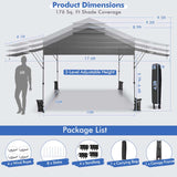 10 x 17.6 FT Outdoor Instant Pop-up Canopy Tent for Market Picnic with Dual Half Awnings & Wheeled Bag