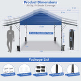10 x 17.6 FT Outdoor Instant Pop-up Canopy Tent for Market Picnic with Dual Half Awnings & Wheeled Bag